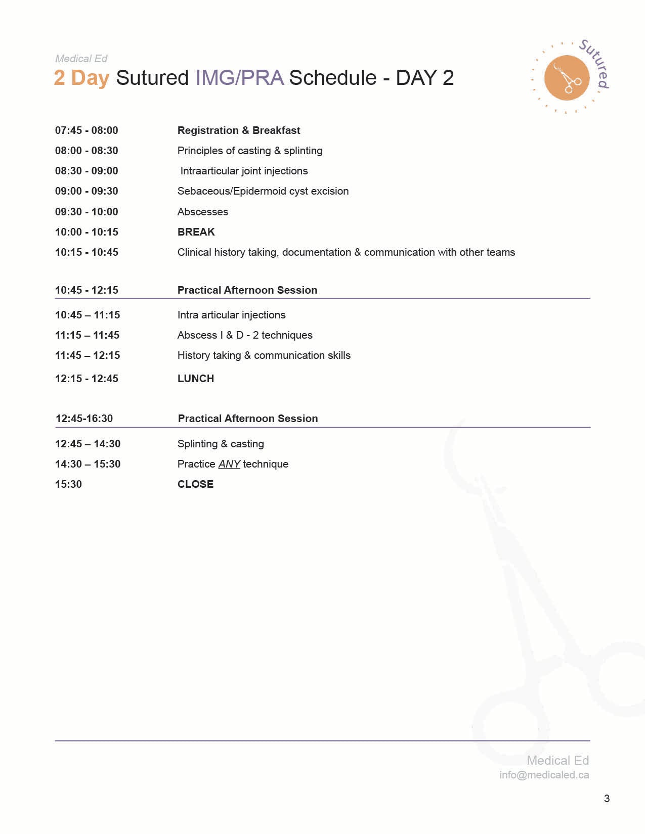 2 Day SUTURED IMG/PRA in Toronto, ON (December 12-13, 2026)